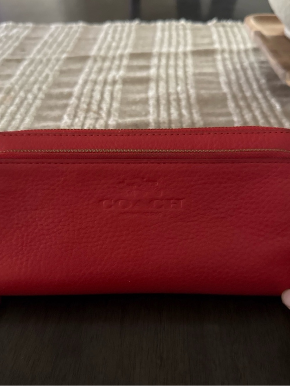 Coach Bright Red Leather Zip Card Case